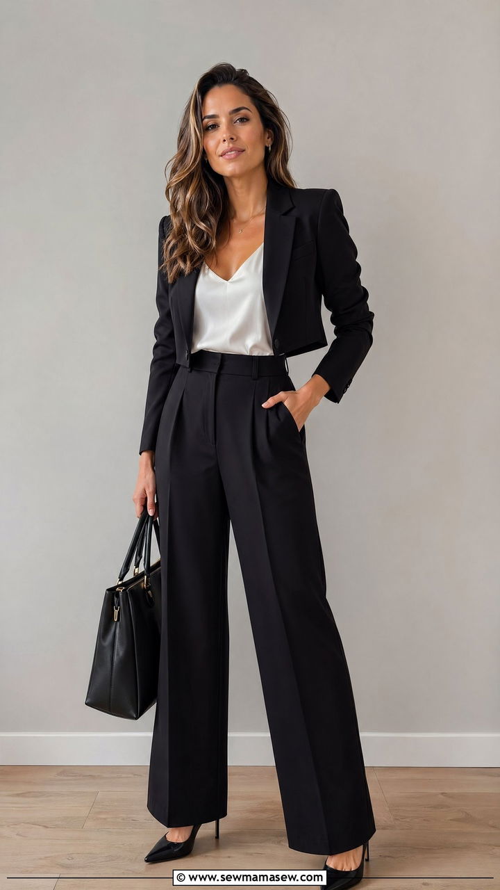 Cropped Blazer With High Waist Wide Leg Trousers - 35 Court reporter outfit ideas