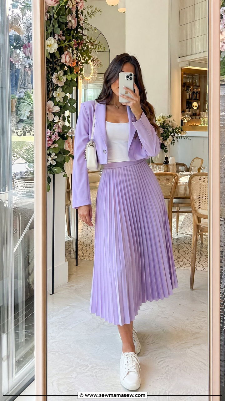 Cropped Blazer with a Pleated Skirt - 35 what to wear to brunch
