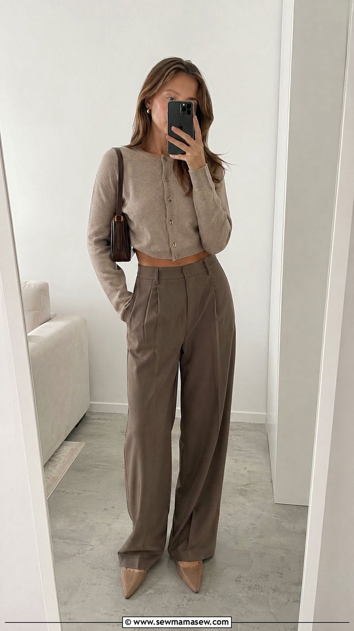 Cropped Cardigan And High Rise Trousers - 35 classy 90s outfits