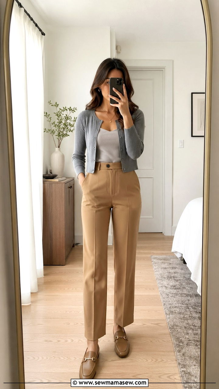 Cropped Cardigan With High Waist Trousers - 30 Retro 40s outfit ideas