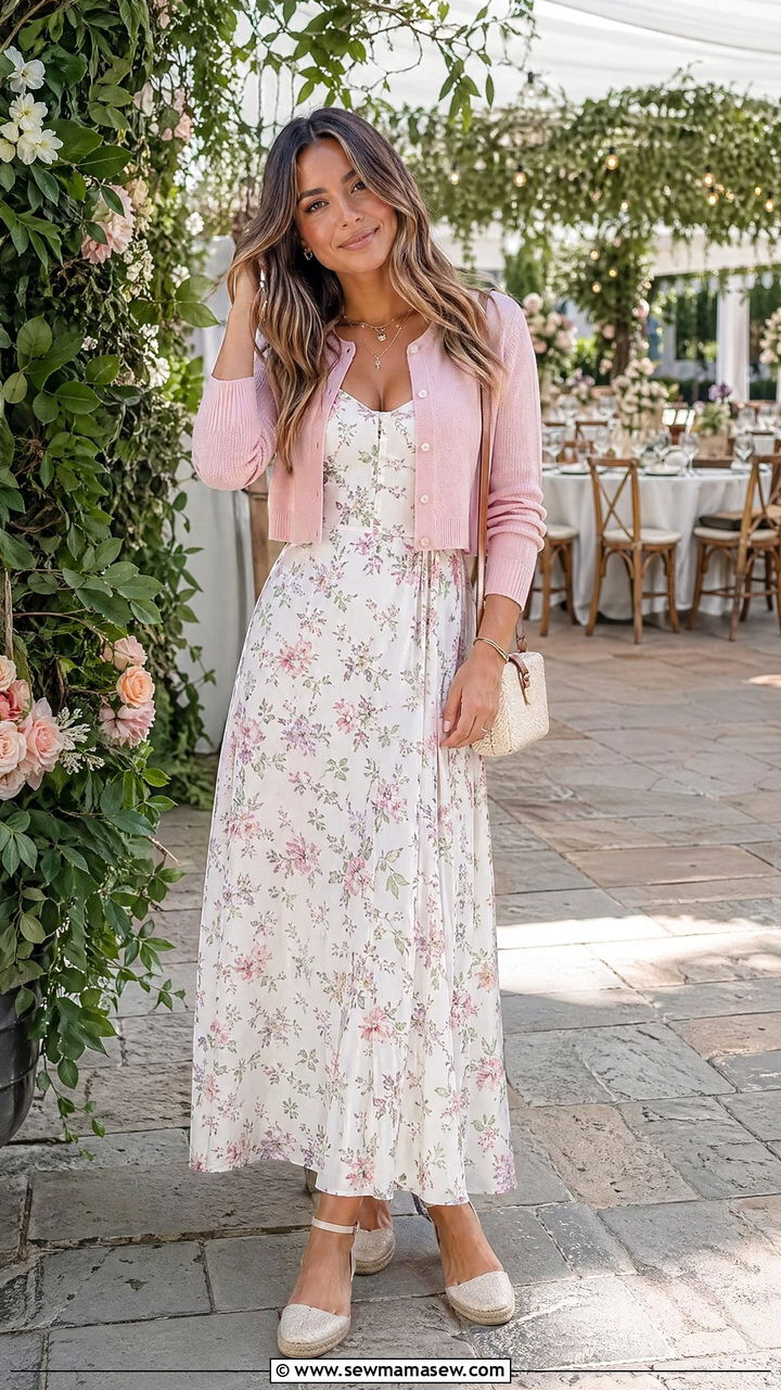 Cropped Cardigan With Maxi Dress - 35 spring comfortable outfit ideas