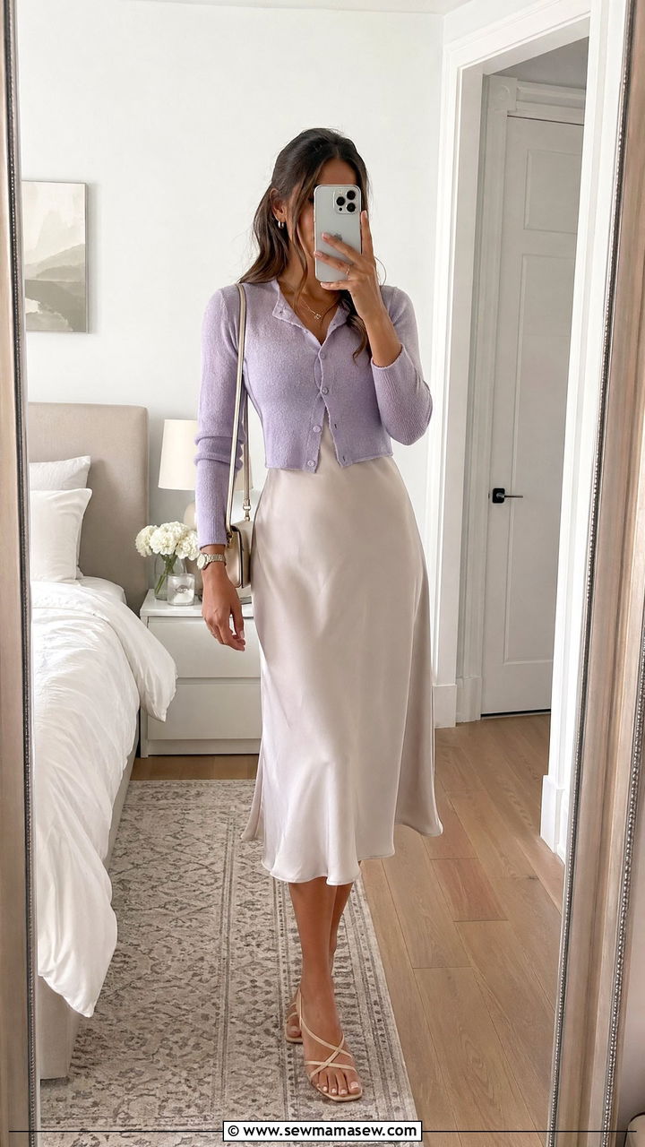 Cropped Cardigan With Slip Dress - 35 Cold summer outfits