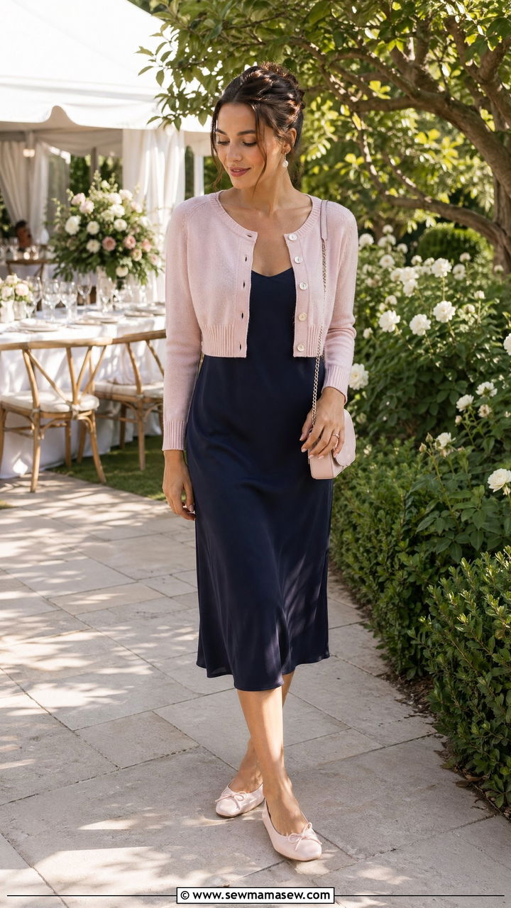 Cropped Cardigan With a Midi Dress - 35 Spring outfits for busy moms