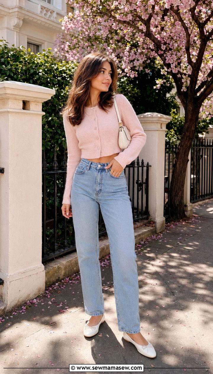 Cropped Cardigan and High Waist Jeans Outfit - 35 Outfit ideas for women in their 20s