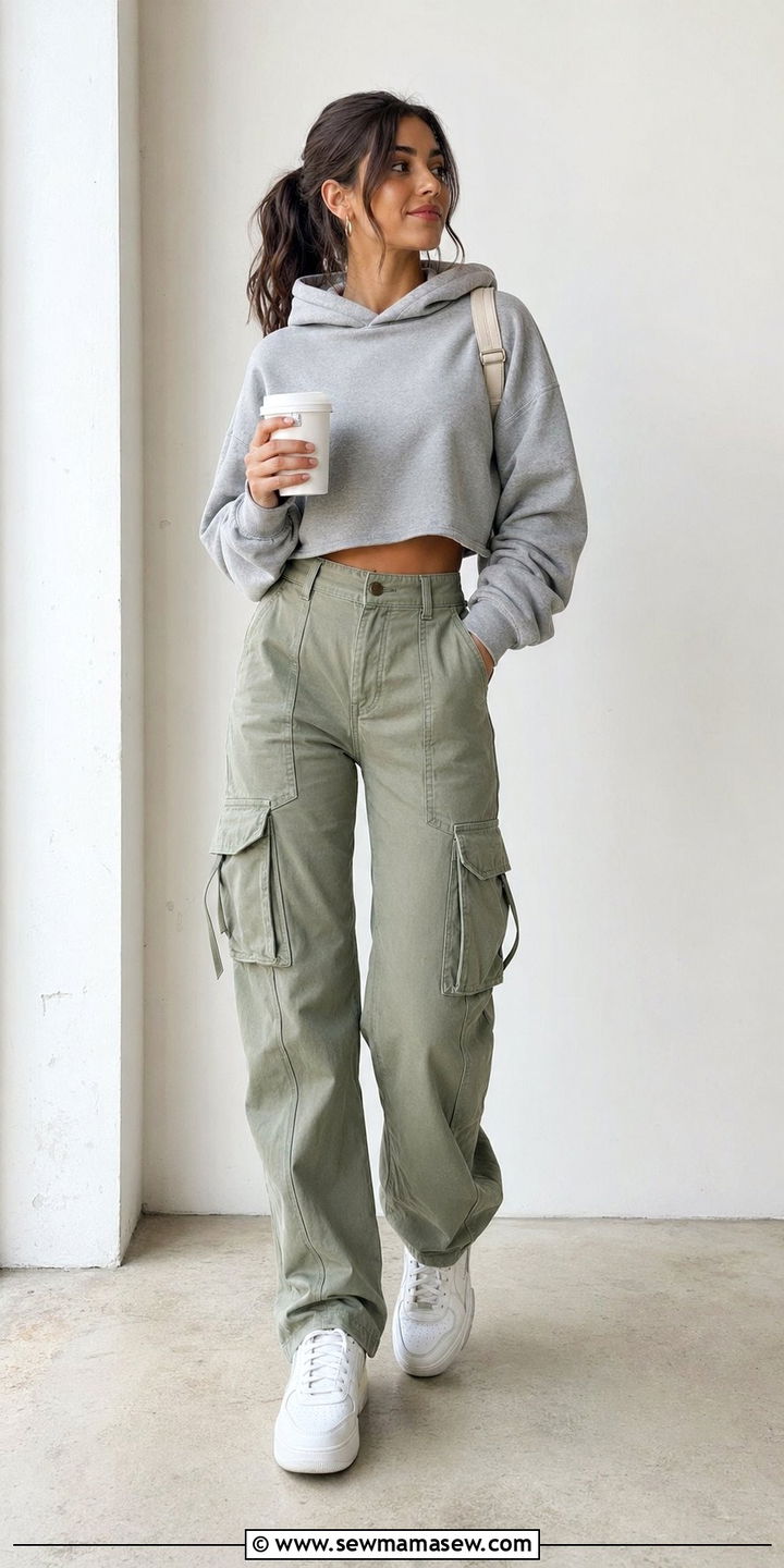 Cropped Hoodie and Cargo Pants - 30 Weekend brunch outfit ideas