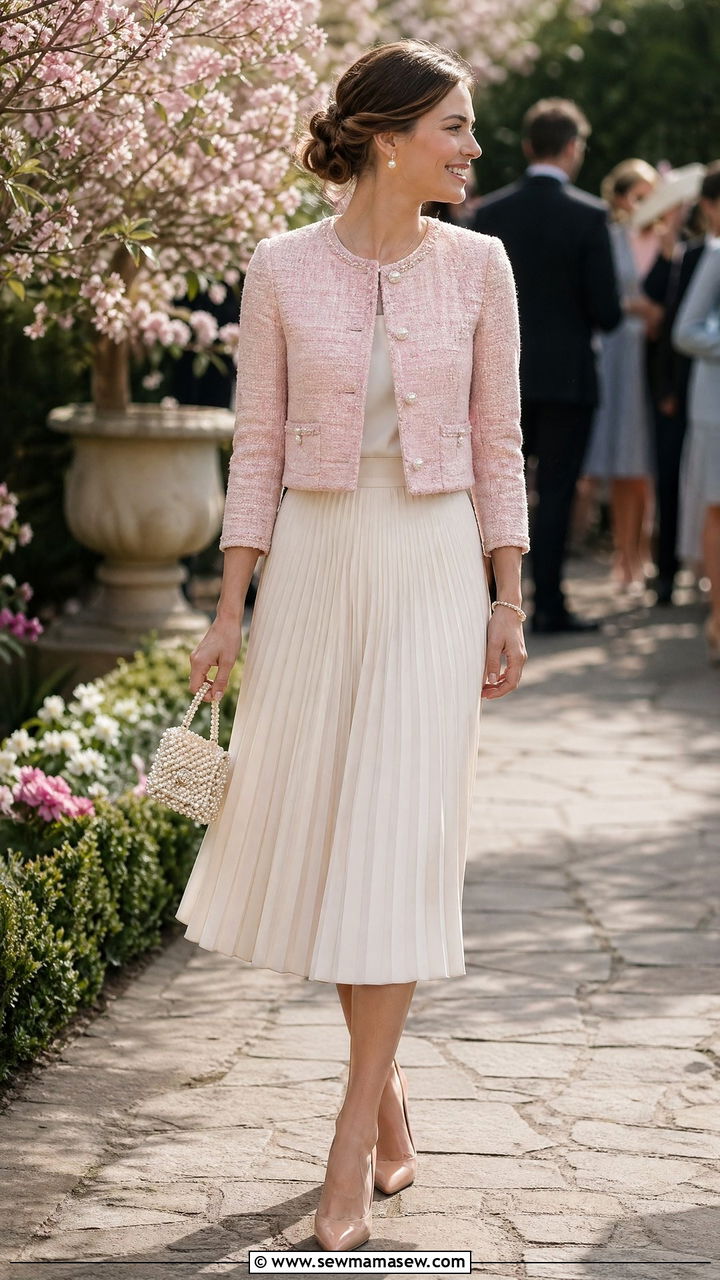 Cropped Jacket with Full Midi Skirt - 35 Vintage 50s outfit ideas