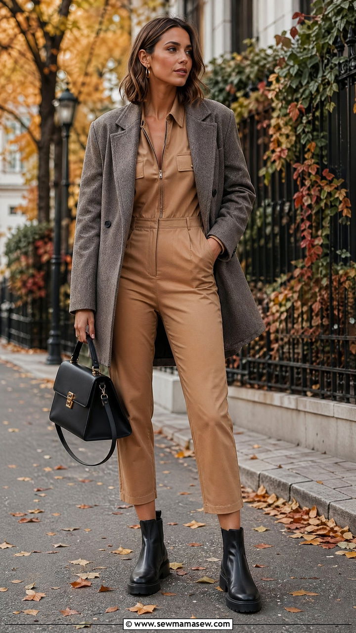 Cropped Jumpsuit With Ankle Boots - 35 Cropped jumpsuit outfit ideas