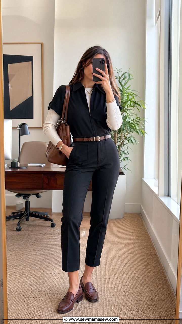Cropped Jumpsuit With Loafers - 35 Cropped jumpsuit outfit ideas