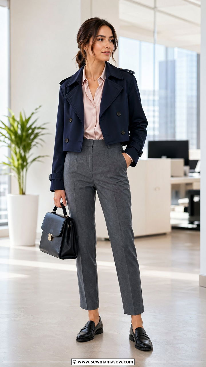 Cropped Trench Coat Office Outfit - 35 cropped trench outfits for women