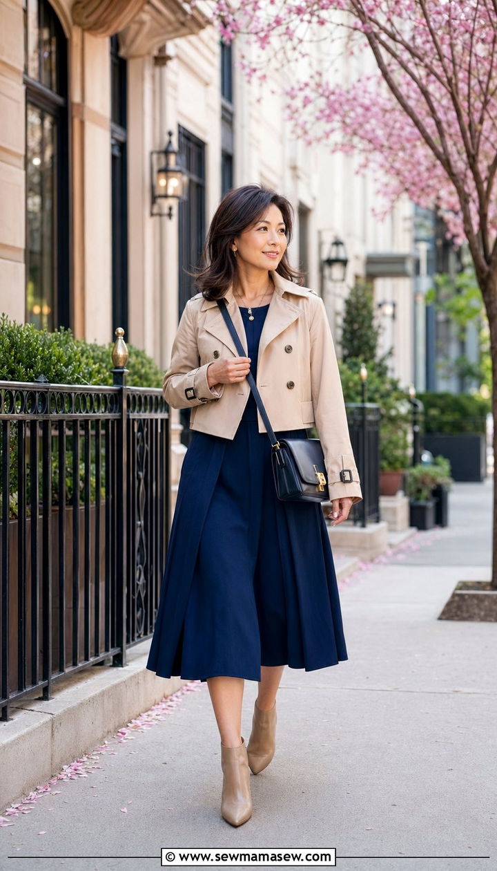 Cropped Trench Coat With Dresses And Trousers - 35 Petite outfit ideas for women over 40