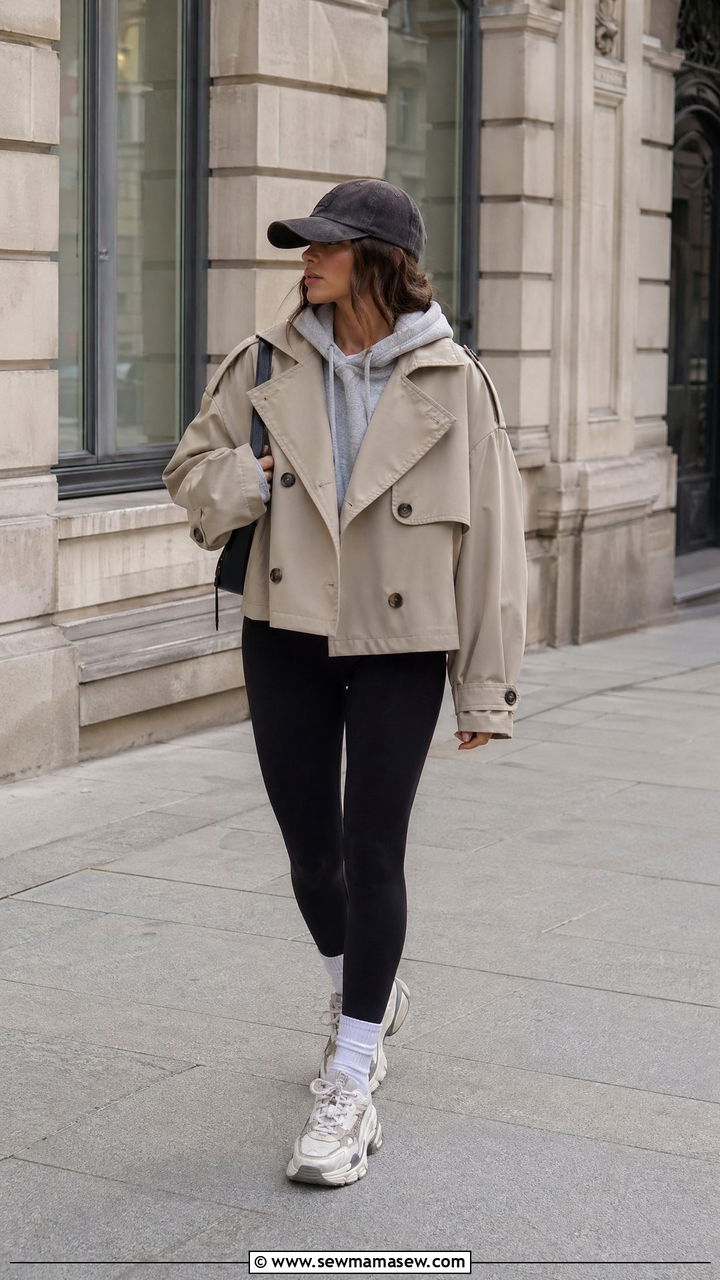 Cropped Trench Coat with a Hoodie - 35 cropped trench outfits for women