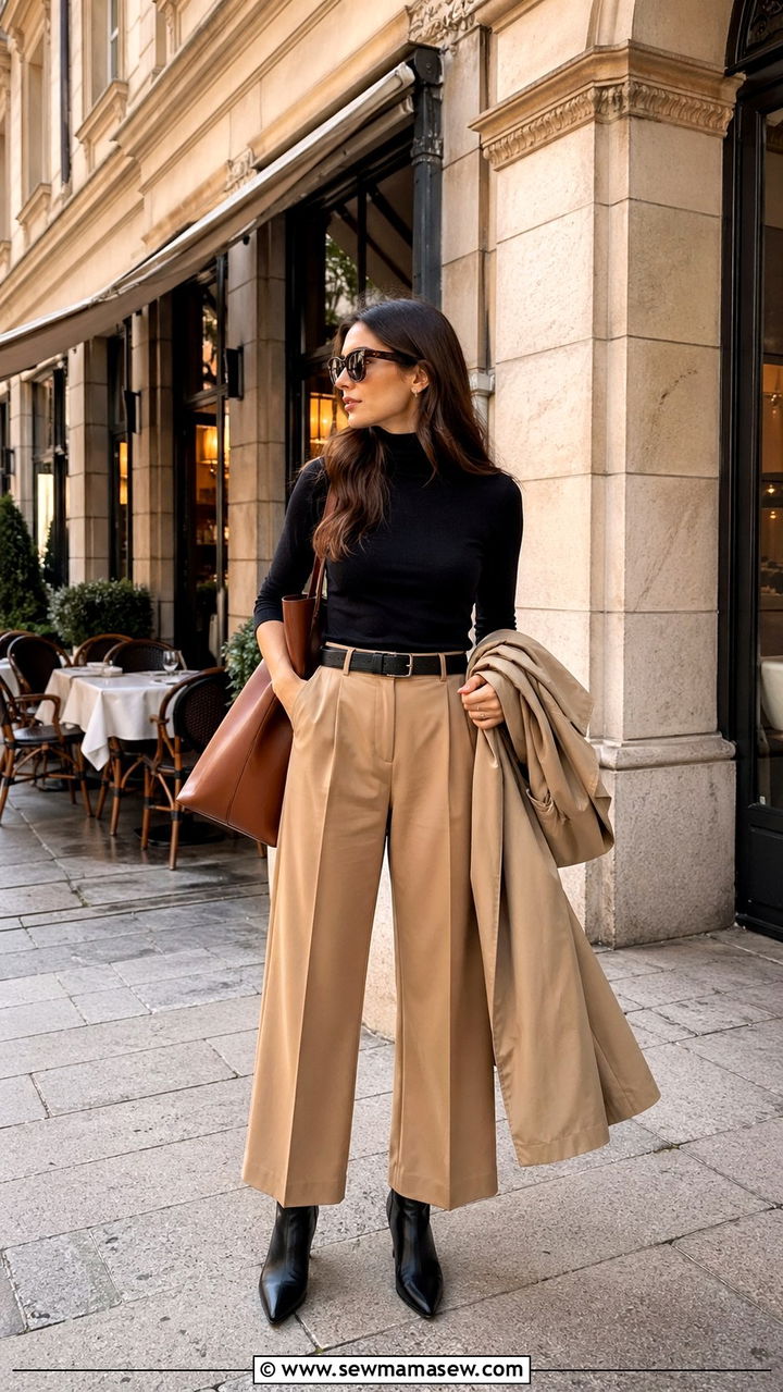Cropped Wide Leg Pants and Turtleneck Italy Spring - 30 spring italy vacation outfit ideas