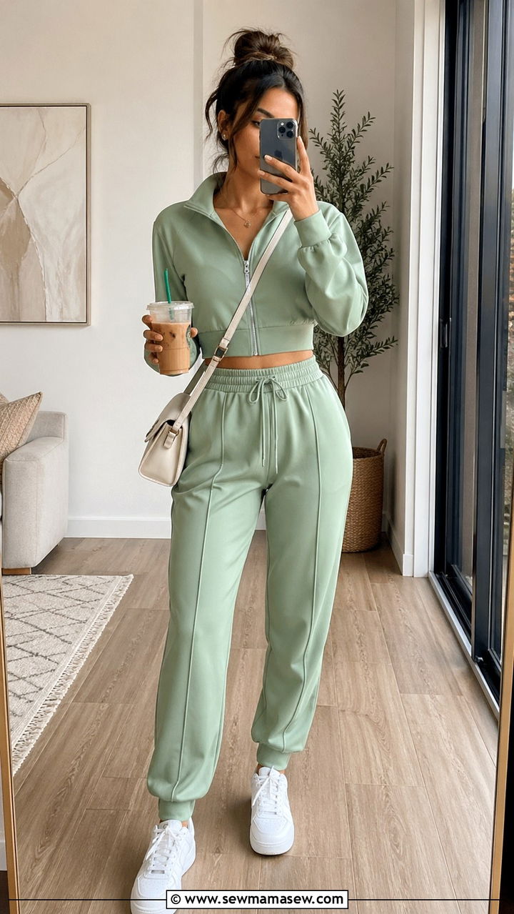 Cropped Zip Up With Matching Track Pants - 30 Sporty chic outfit ideas 2026
