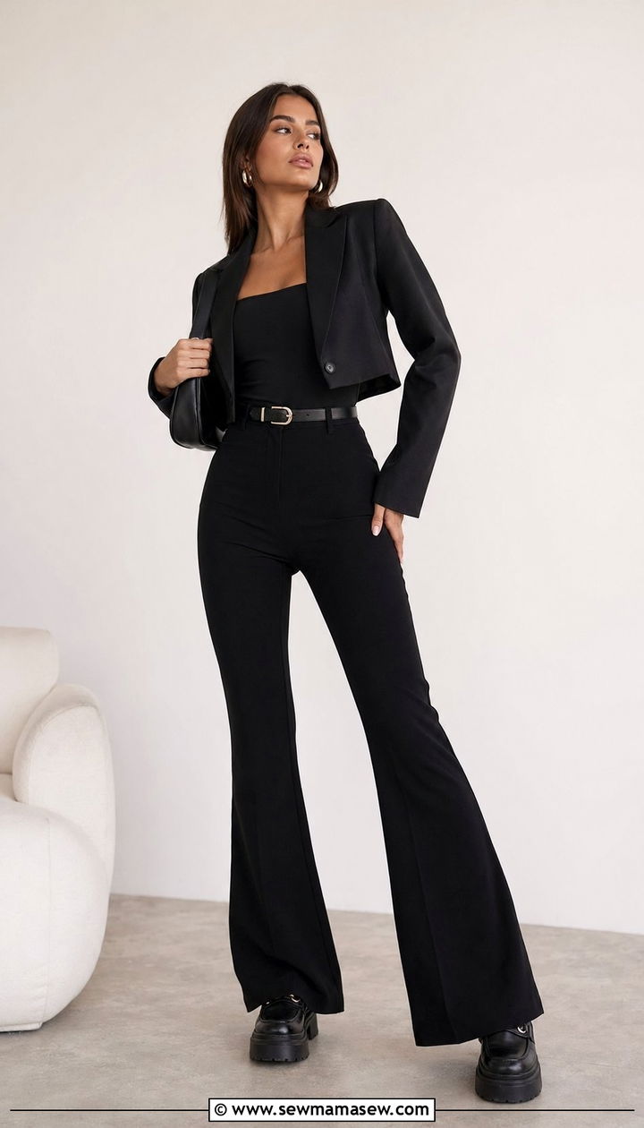 Cropped blazer with high waisted flared trousers - 30 Best blazers for tall women