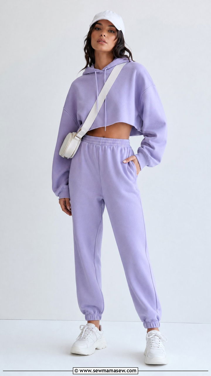 Cropped hoodie and jogger matching set - 35 cute matching set outfits