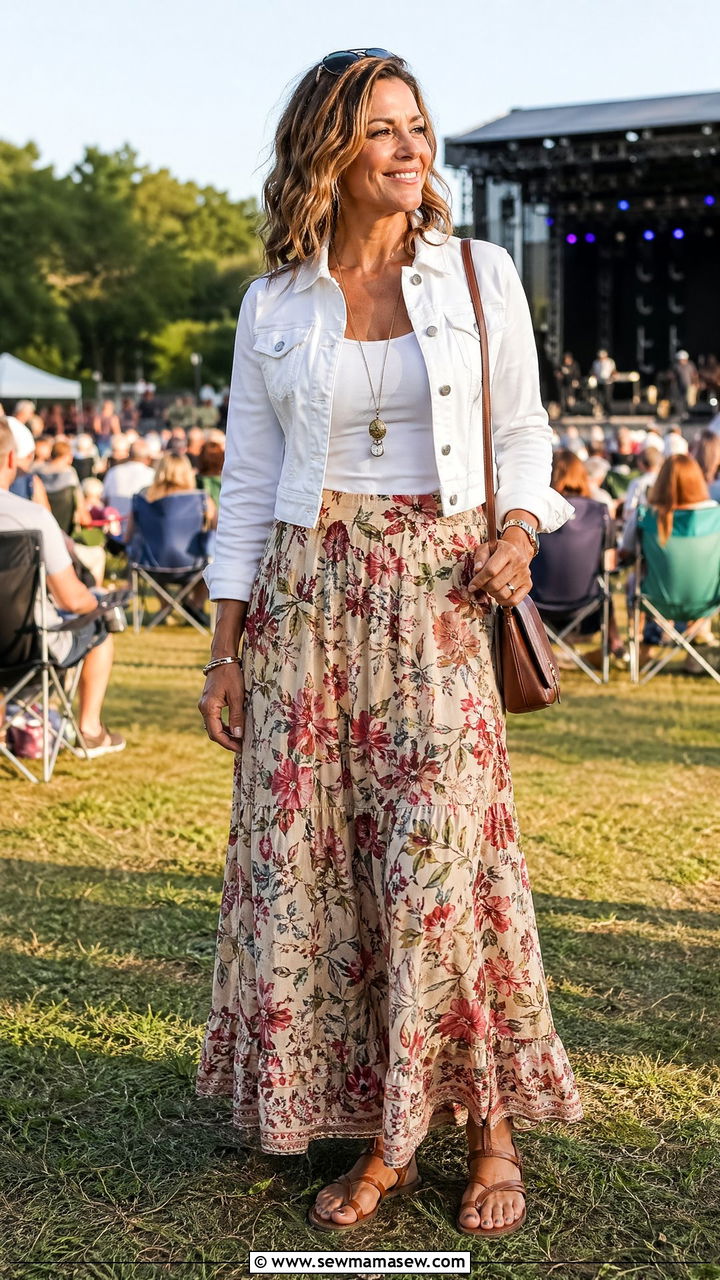 Cropped jacket and maxi skirt outfit - 35 What to wear in spring for women over 40