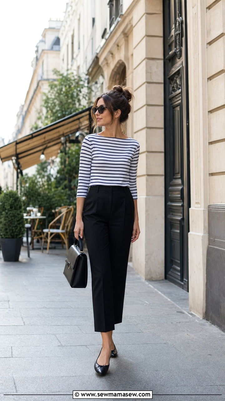 Cropped pants and boatneck tee - 35 Petite summer outfit ideas