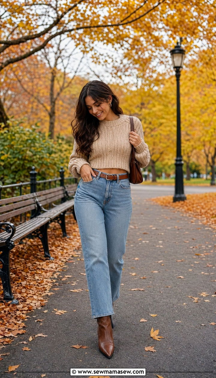 Cropped sweater with straight leg jeans - 30 Best tops for petite women