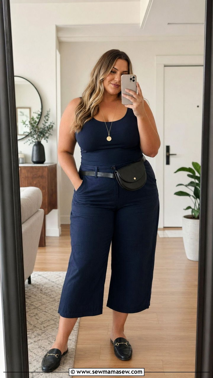 Cropped wide leg pants with fitted tank - 35 Plus size outfit ideas size 18 summer
