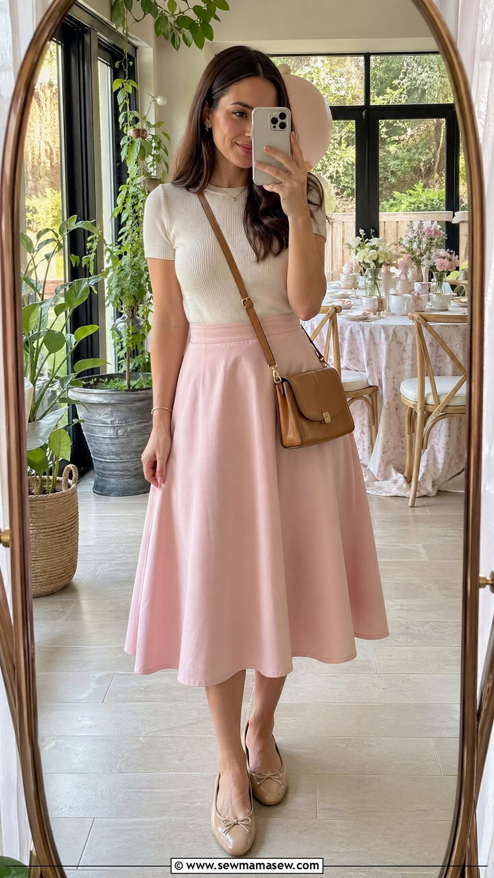 Crossbody Bag With A Line Skirt - 35 Cross body bag outfit ideas