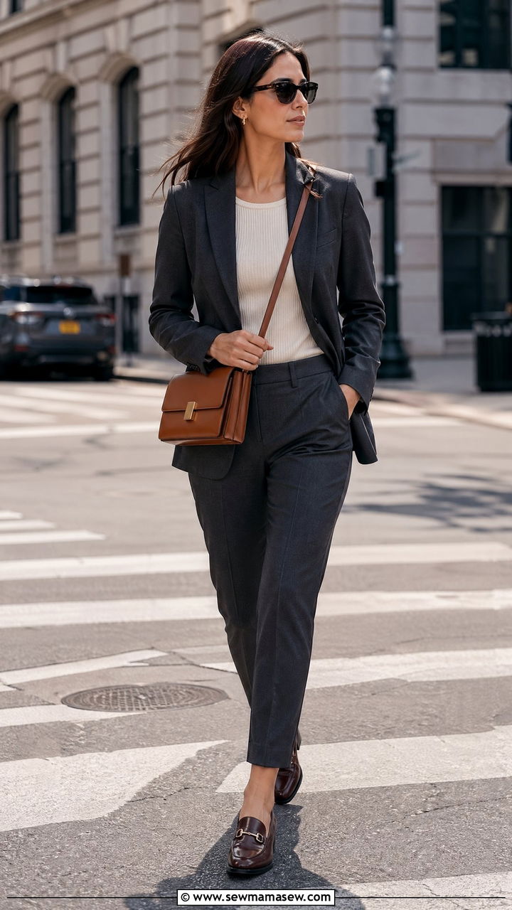 Crossbody Bag With Blazer and Trousers - 35 Cross body bag outfit ideas