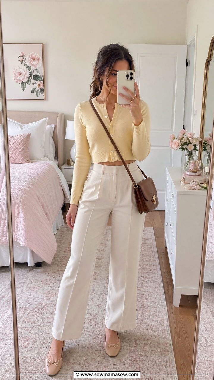 Crossbody Bag With Cropped Cardigan - 35 Cross body bag outfit ideas