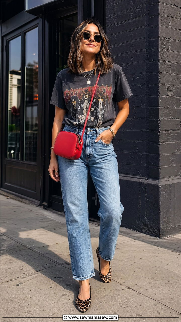 Crossbody Bag With Graphic Tee - 35 Cross body bag outfit ideas