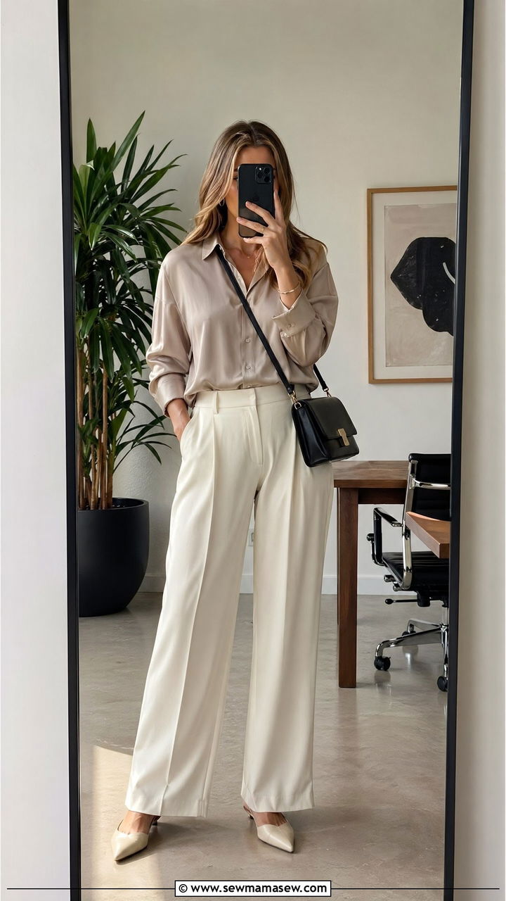 Crossbody Bag With Tailored Trousers - 35 Cross body bag outfit ideas
