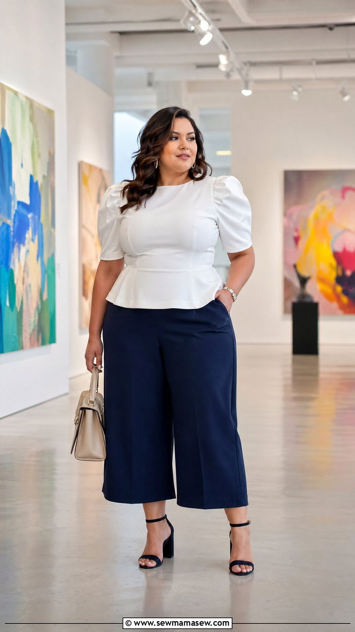 Culottes And Structured Top Outfit - 35 work outfits for plus size women