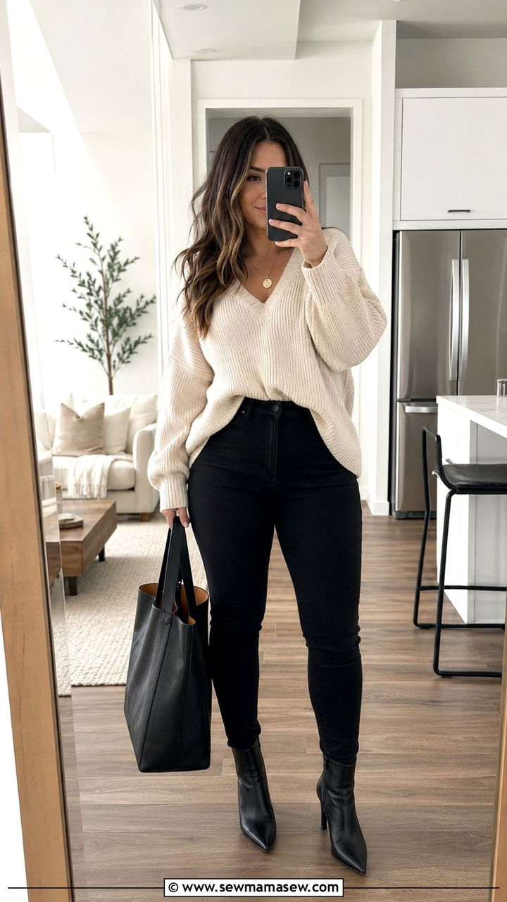 Curvy Skinny Jeans With Oversized Sweater - 30 Best jeans for curvy women