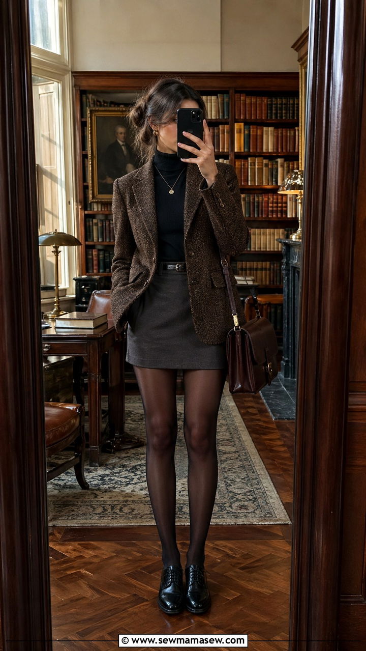 Dark Academia Tweed Blazer School Outfit - 30 school outfits aesthetic