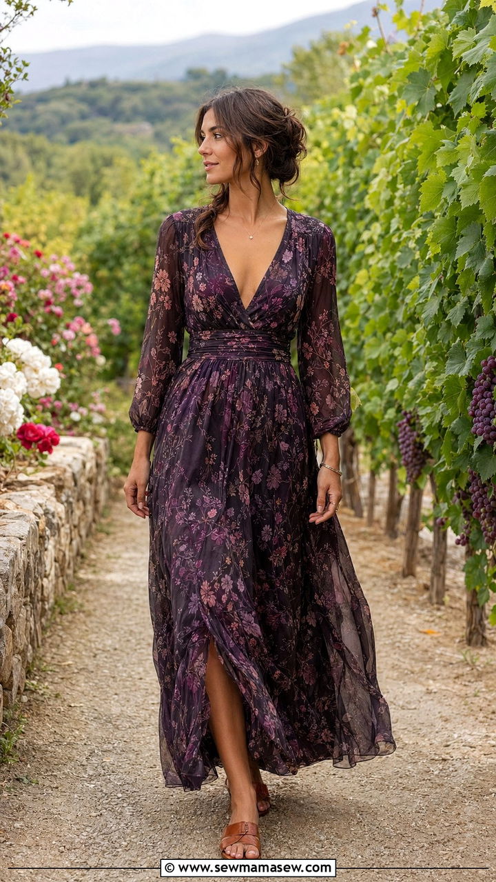 Dark Floral Maxi Dress Outfit - 35 Moody summer outfit ideas