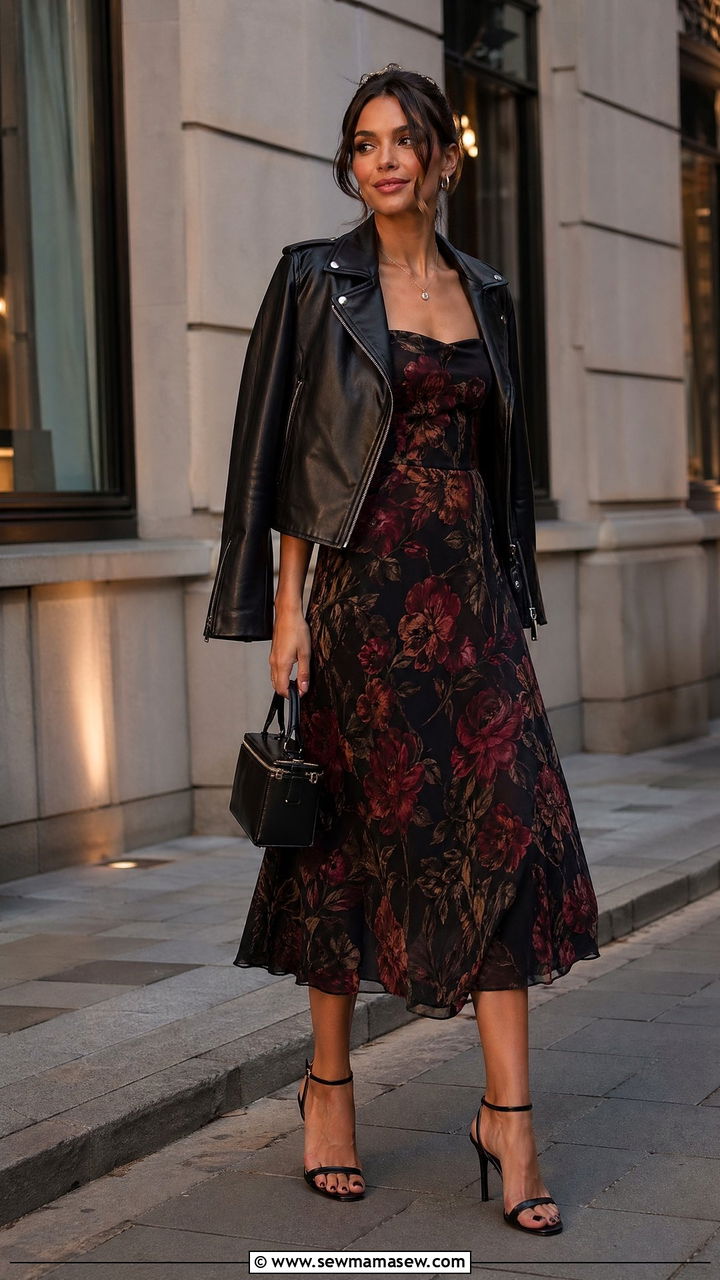 Dark Floral Midi Sundress Outfit - 35 Sundress outfit ideas for summer