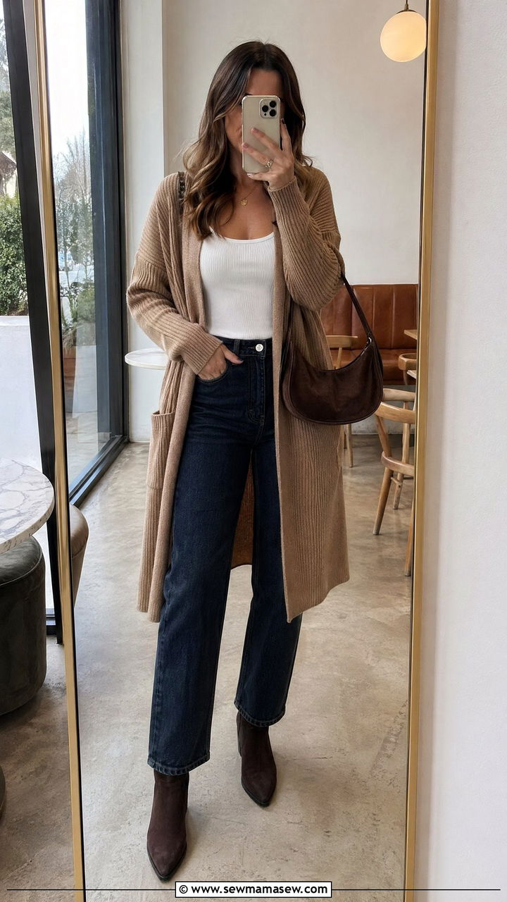 Dark Wash Jeans With Cardigan - 35 Dark wash jeans outfit ideas