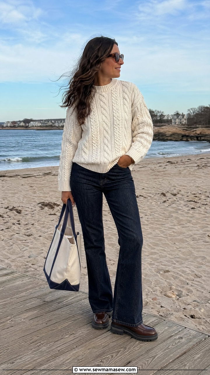 Dark Wash Jeans With Fisherman Sweater - 35 Dark wash jeans outfit ideas