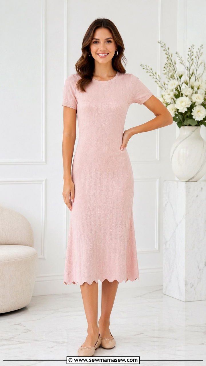 Delicate Knit Dress With Simple Flats - 30 Soft girl spring outfits
