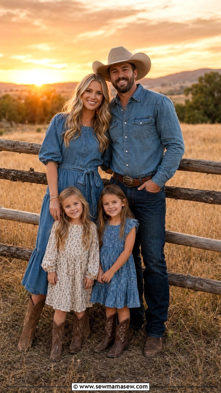 Denim Dress And Western Family Picture Outfits - 30 What to wear for summer family photos