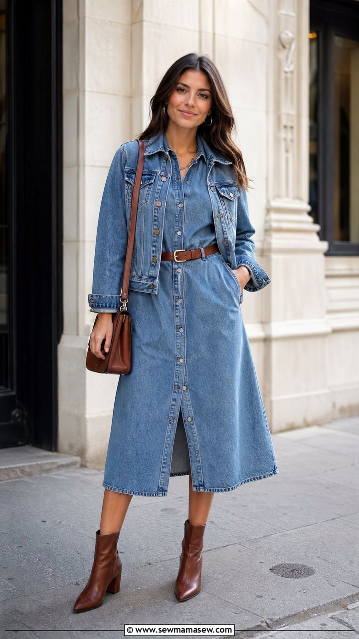 Denim Dress With Matching Jacket - 35 Denim matching set outfit ideas