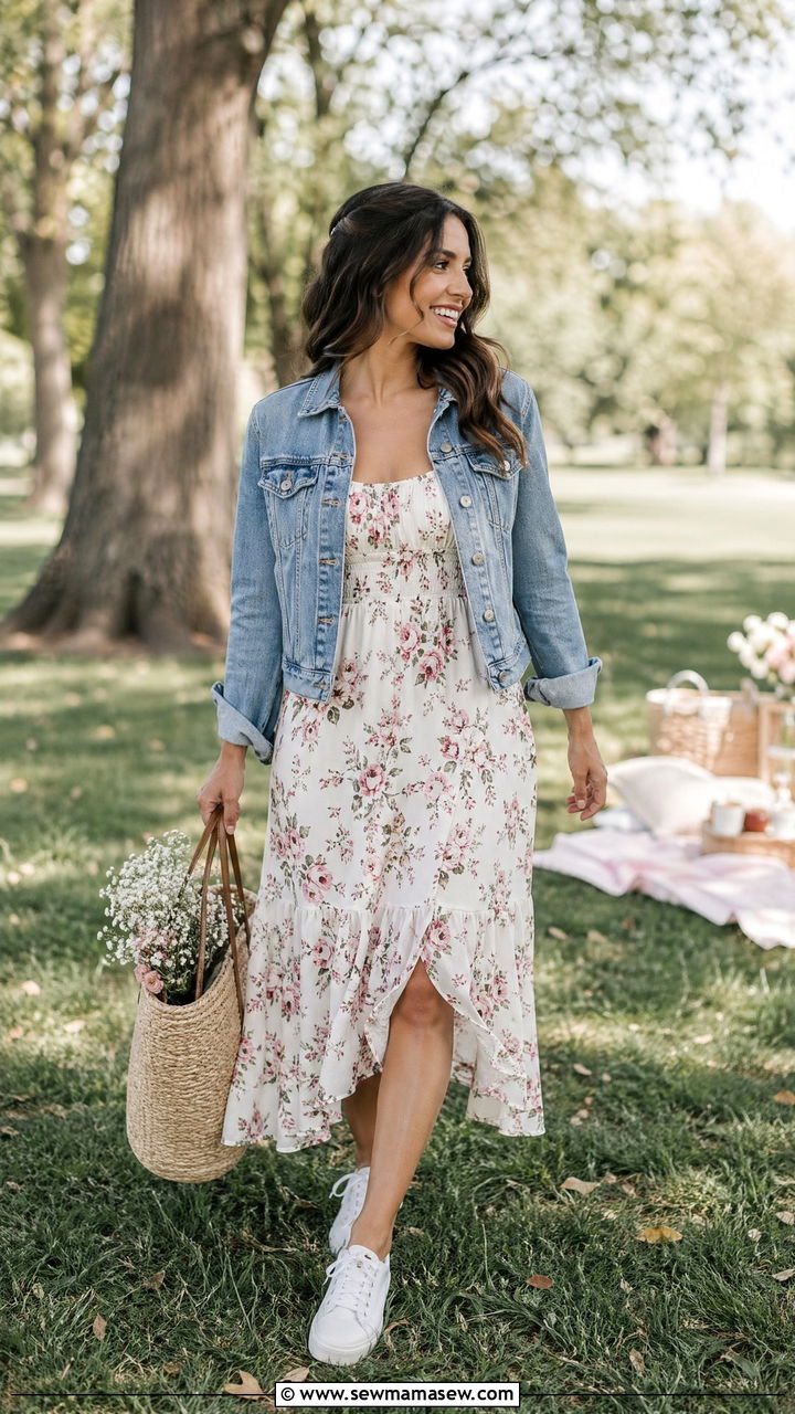 Denim Jacket And Sundress Outfit - 35 casual outfits for women