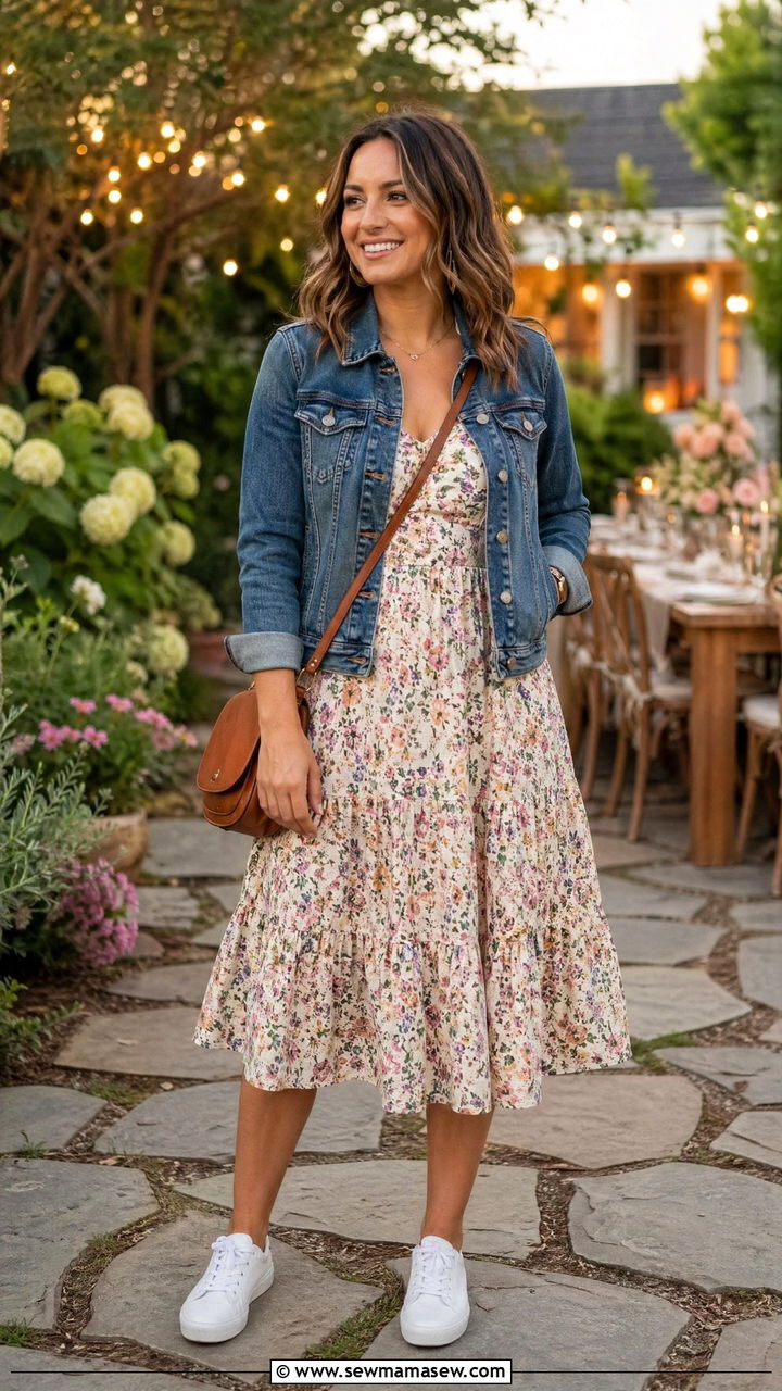 Denim Jacket Layered Over Sundress - 35 Summer family reunion outfits