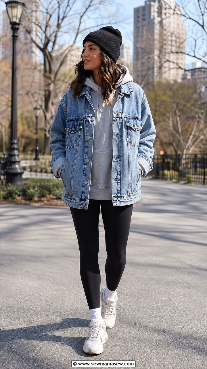 Denim Jacket Layered Over a Hoodie - 35 Streetwear outfit ideas