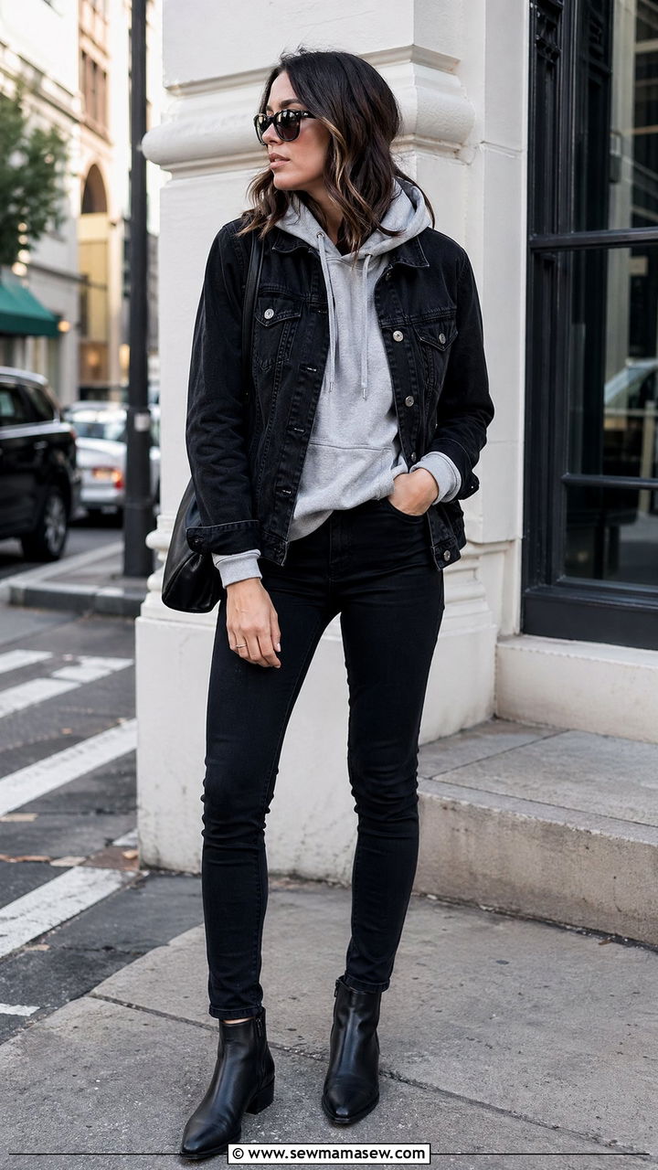 Denim Jacket Over Hoodie With Skinny Jeans - 35 streetwear outfits