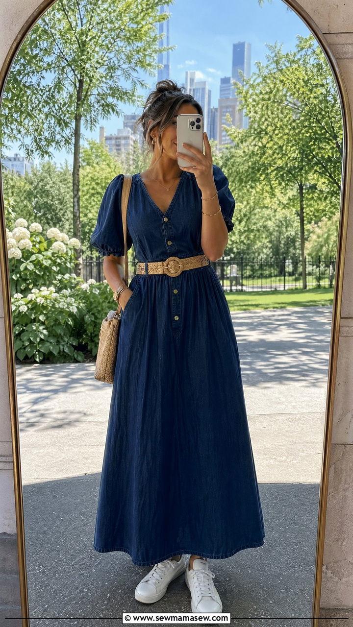 Denim Maxi Dress Spring Outfit - 35 spring chic outfit ideas