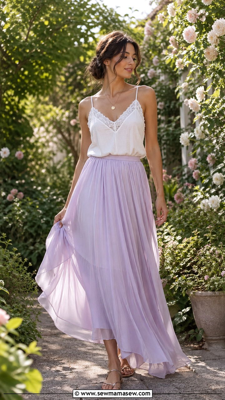 Denim Maxi Skirt With Graphic Tee - 30 spring maxi skirt outfit ideas