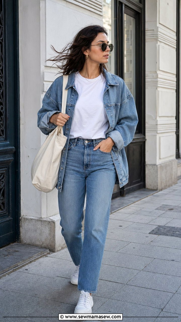 Denim jacket outfit for a windy day - 30 windy day outfits casual