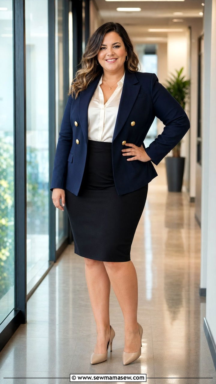 Double Breasted Blazer With Pencil Skirt - 30 Best blazers for plus size