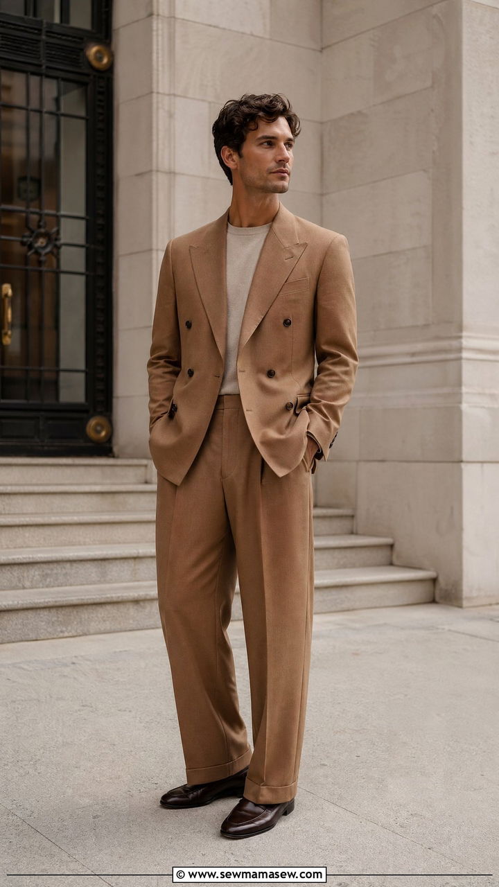 Double Breasted Blazer with Wide Leg Trousers - 35 Courthouse wedding guest outfits