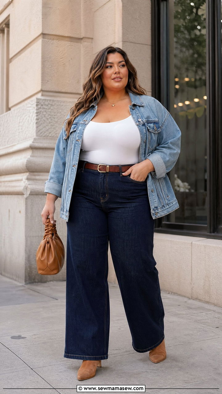 Double Denim With Ankle Boots Outfit - 35 Spring capsule wardrobe plus size