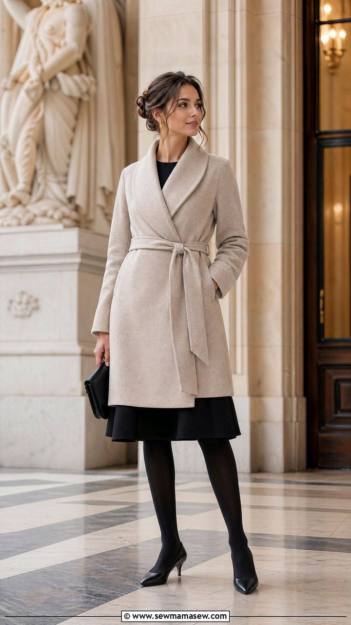 Double Faced Cashmere Wrap Coat With Tailored Skirt - 35 Warsaw outfit ideas