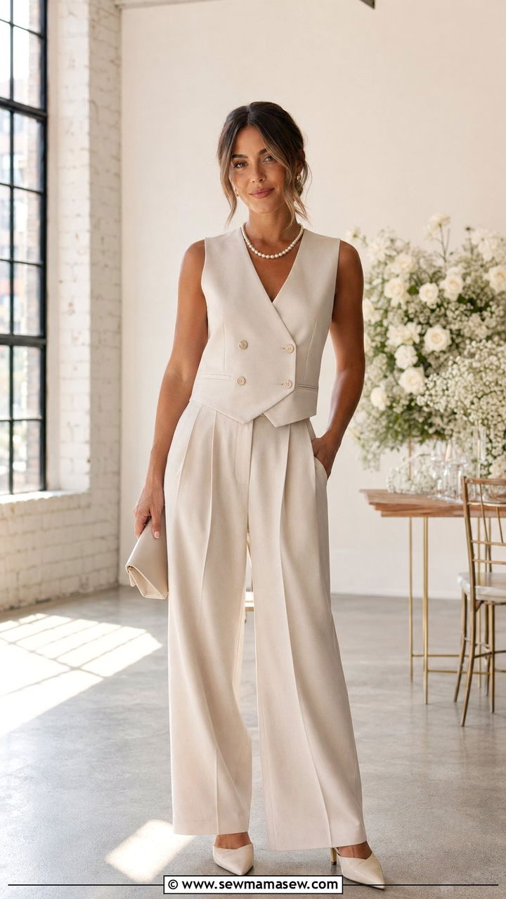 DoubleBreasted Vest And Matching Pleated Trousers - 30 Wedding guest outfits with pants